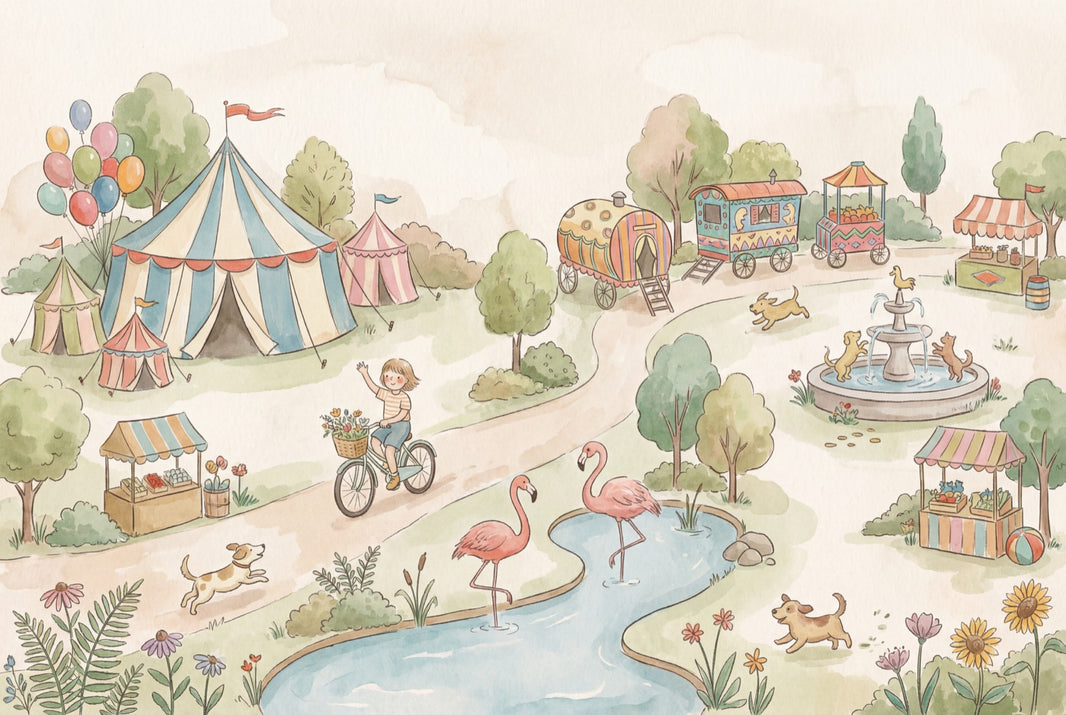 Circus Wallpaper Playful Vintage Wall Mural pattern artwork