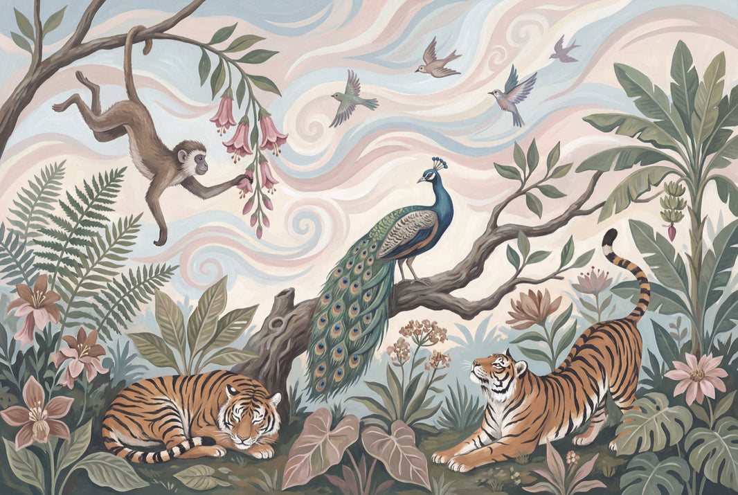 Jungle Wallpaper Animals Exotic Wall Mural pattern artwork