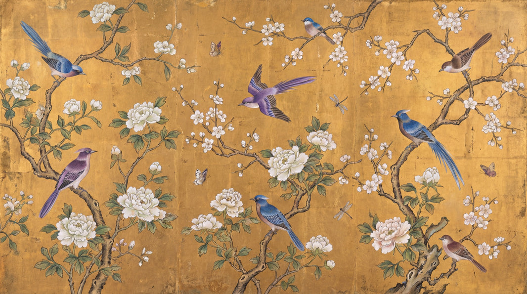 Oriental Wallpaper Birds Chinoiserie Wall Mural pattern artwork