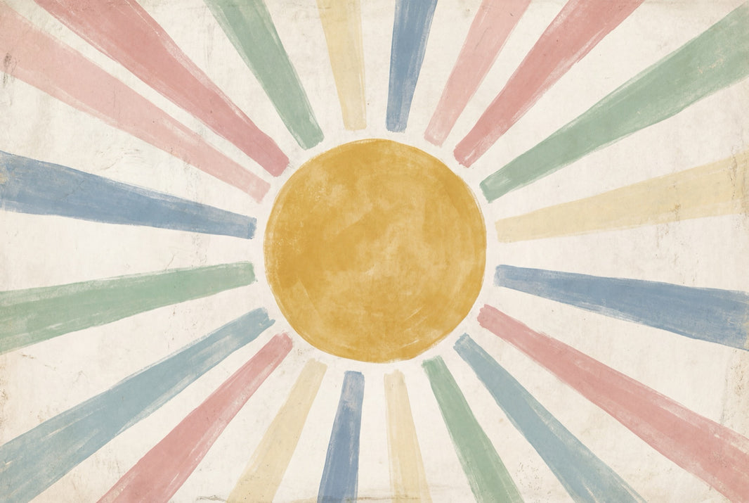 Sun Wallpaper Geometric Radiating Wall Mural pattern artwork