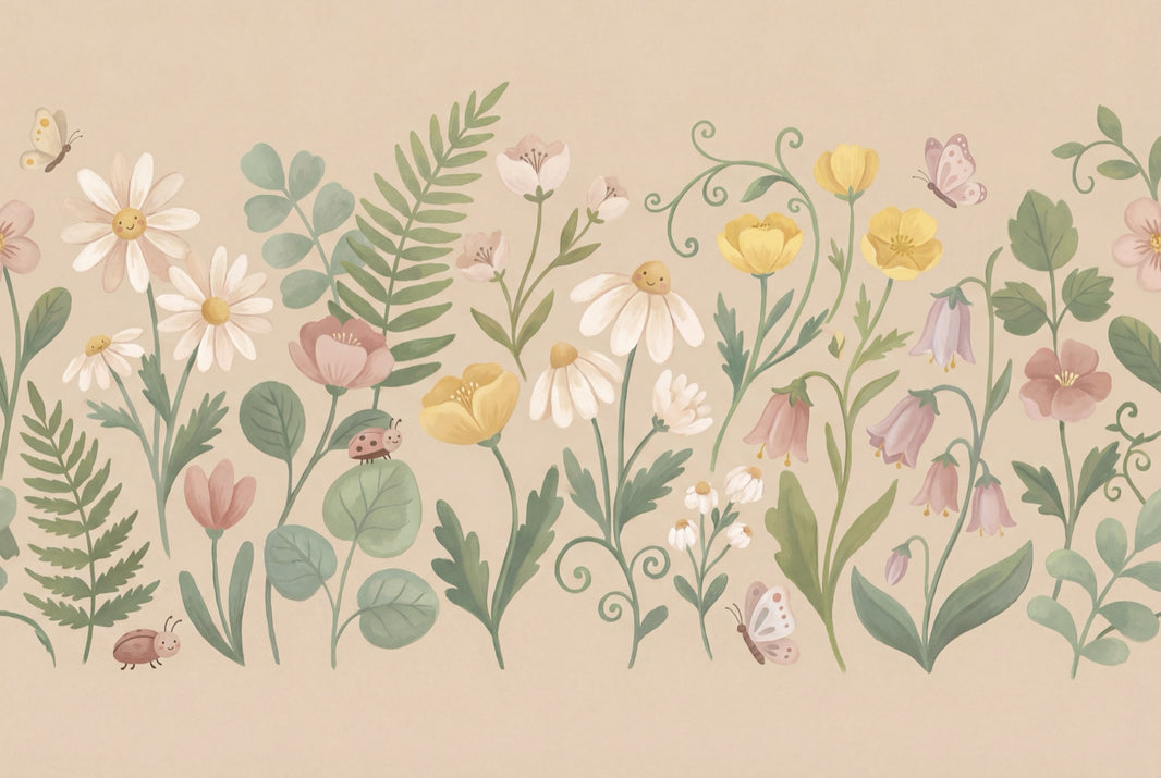 Floral Meadow Wallpaper Wildflowers Pastel Watercolor Wall Mural pattern artwork