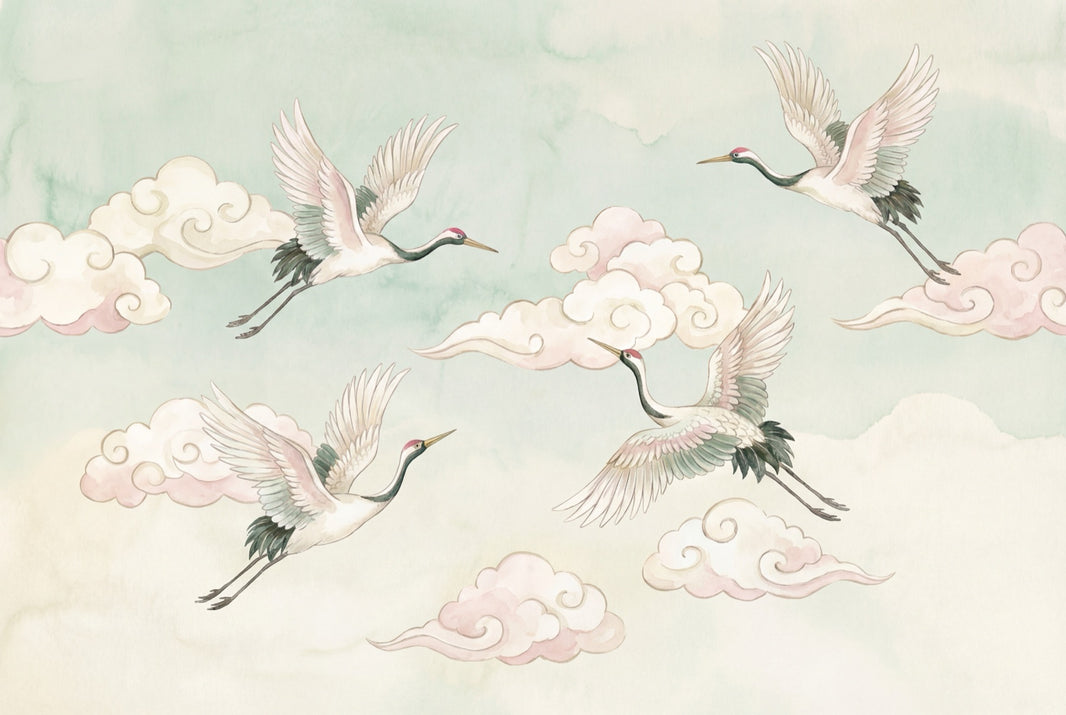 Muted Green Wallpaper Pastel Watercolor Wall Mural pattern artwork