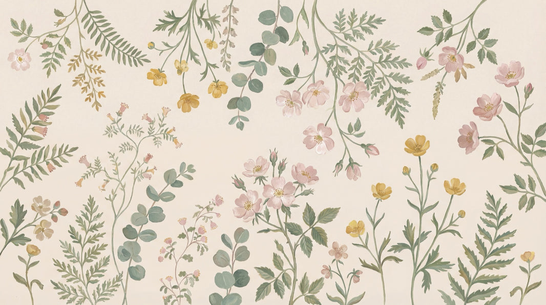 Botanical Wallpaper Watercolor Wildflowers Wall Mural pattern artwork