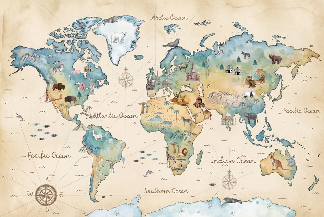 World Map Wallpaper Global Atlas Travel Cartography Removable Wall Decor pattern artwork