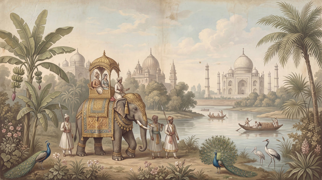 Indian Wallpaper Elephant Taj Mahal Wall Mural pattern artwork