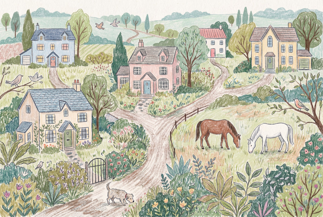 Paper Texture Wallpaper Pastel Countryside Wall Mural pattern artwork