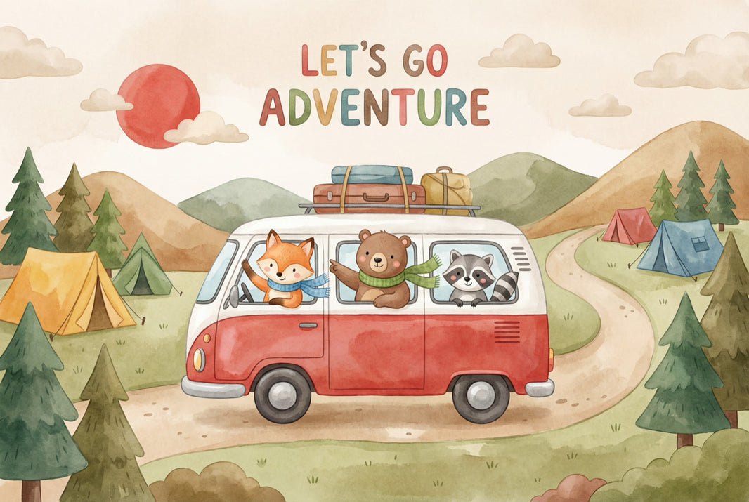 Camper Van Wallpaper Watercolor Adventure Wall Mural pattern artwork