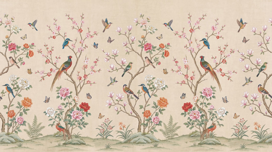 Chinoiserie Floral Wallpaper Birds Nature Wall Mural pattern artwork