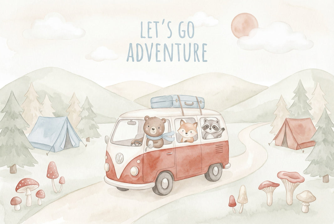 Adventure Wallpaper Camping Woodland Animals Removable Wall Decor pattern artwork