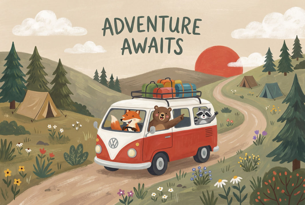 Vintage Van Wallpaper Adventure Camping Removable Wall Decor pattern artwork