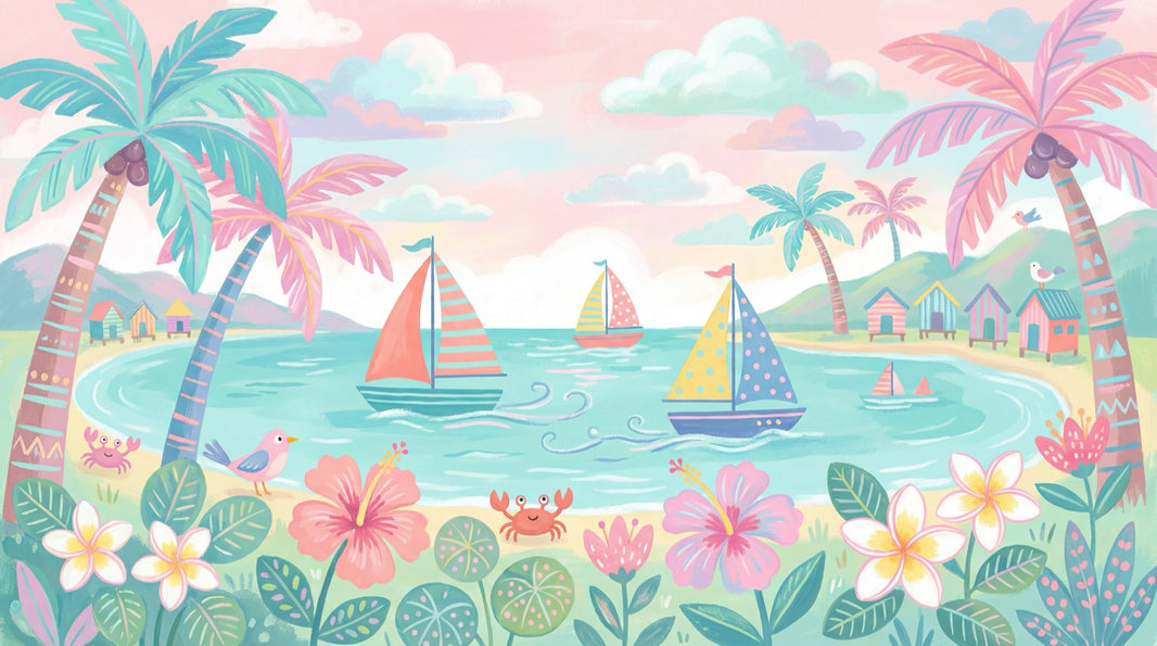Tropical Beach Wallpaper Seaside Coastal Removable Wall Decor pattern artwork