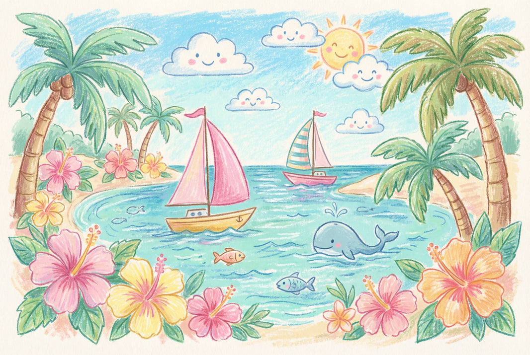 Tropical Beach Wallpaper Seaside Ocean Removable Wall Decor pattern artwork