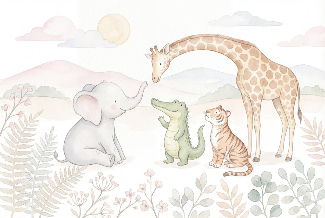Nursery Wallpaper Pastel Watercolor Wall Mural pattern artwork