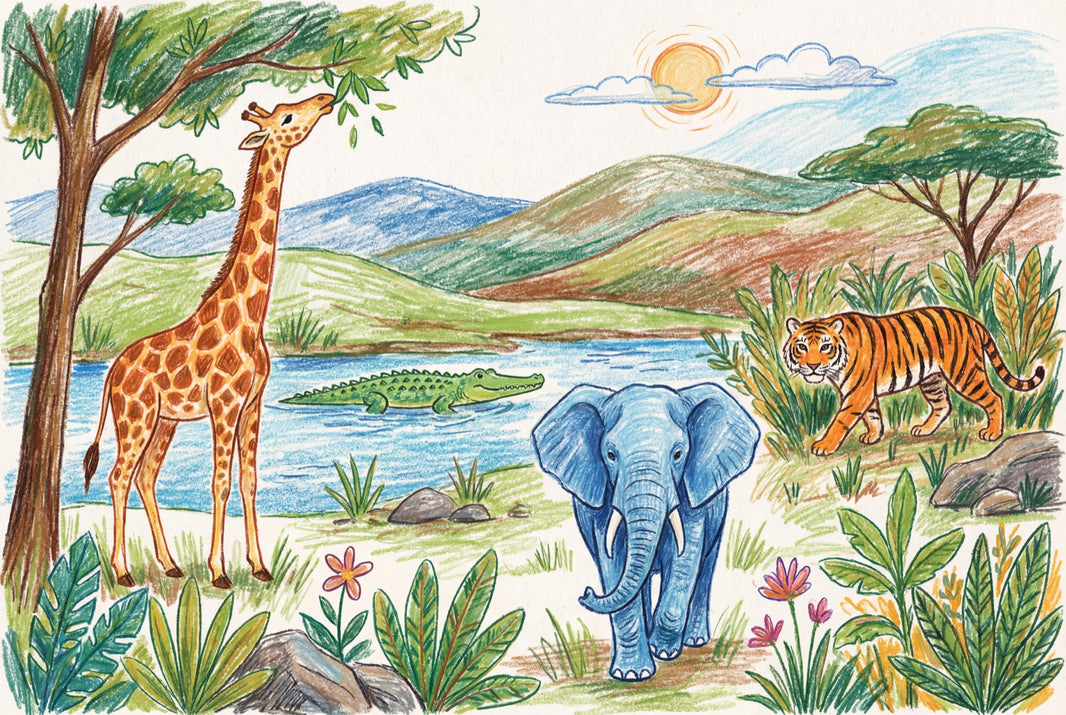 Safari Wallpaper Savanna Wild Animals Wall Mural pattern artwork