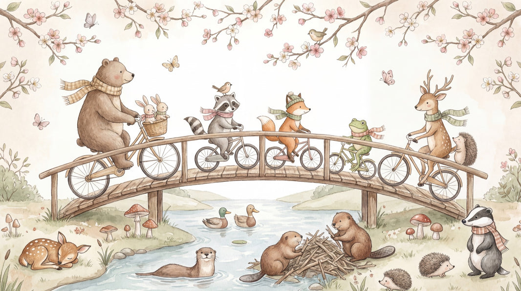 Whimsical Animals Wallpaper Pastel Nature Wall Mural pattern artwork