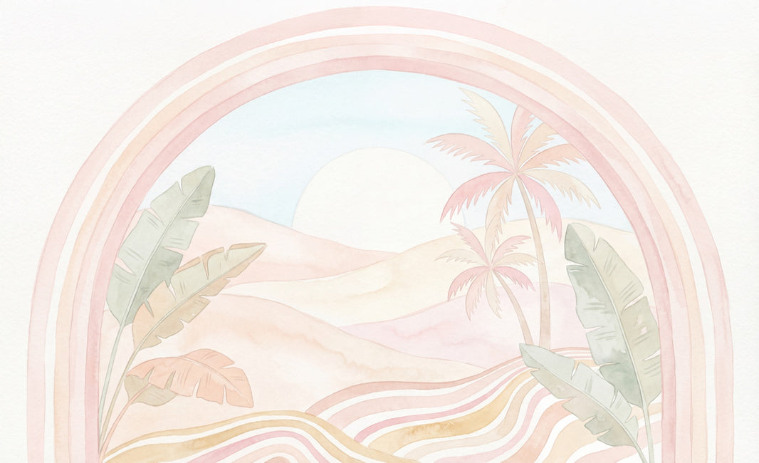 Desert Landscape Wallpaper Pastel Rainbow Arch Removable Wall Decor pattern artwork