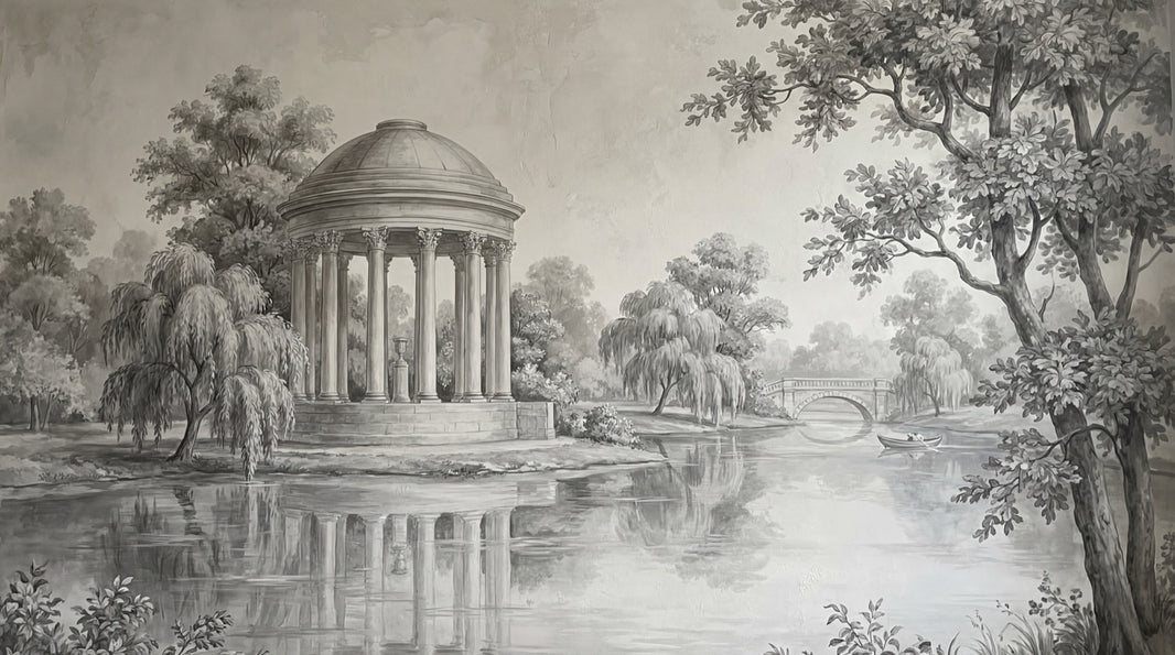 Classical Temple Wallpaper Traditional Serene Wall Mural pattern artwork
