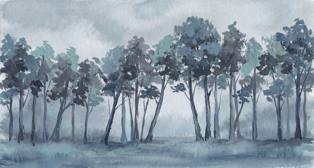 Watercolor Trees Wallpaper Abstract Landscape Wall Mural pattern artwork