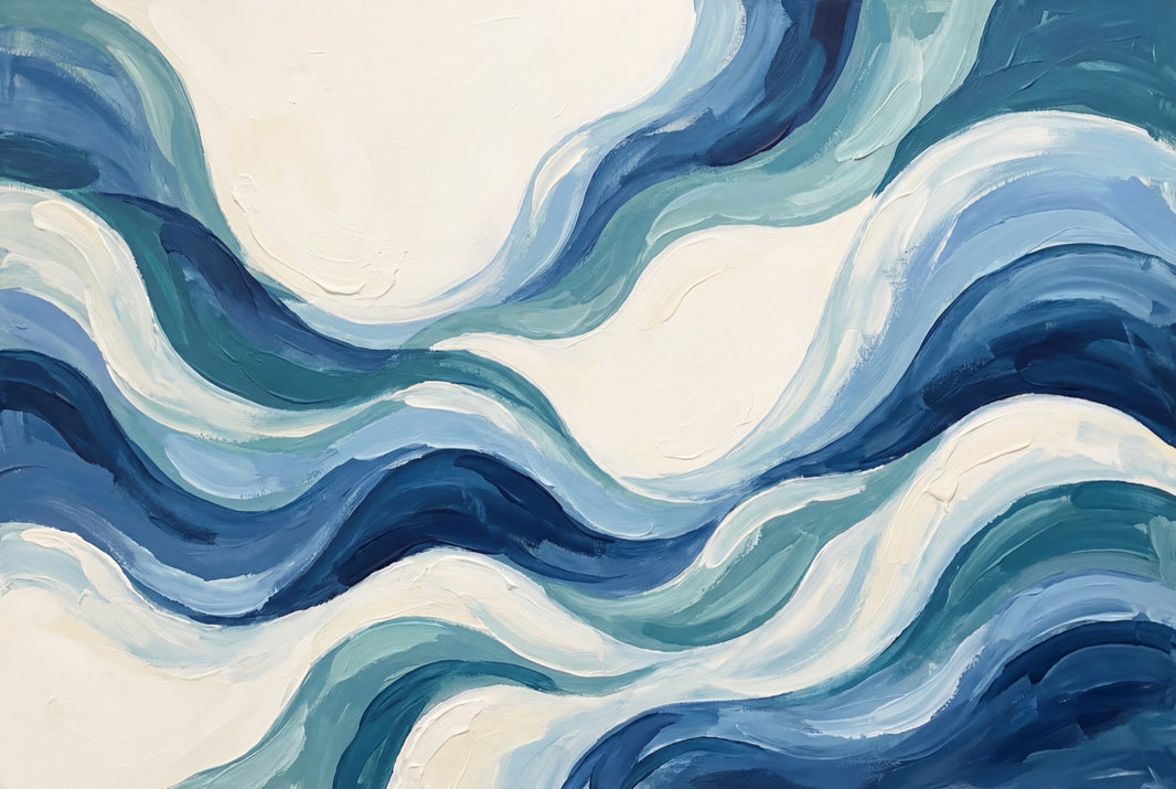 Abstract Waves Wallpaper Blue Modern Wall Mural pattern artwork