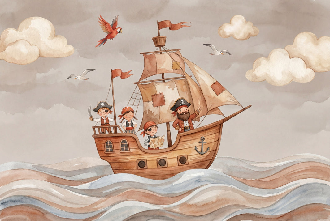 Pirate Wallpaper Ship Nautical Removable Wall Decor pattern artwork