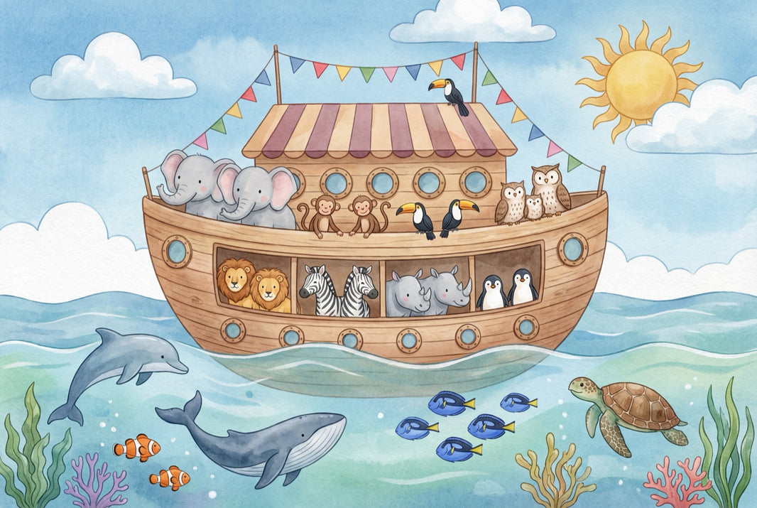 Ark Wallpaper Whimsical Cartoon Wall Mural pattern artwork