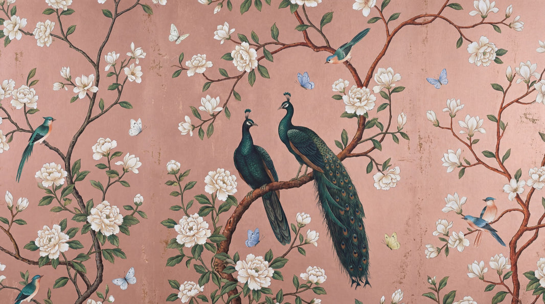 Peacock Wallpaper Floral Vintage Wall Mural pattern artwork