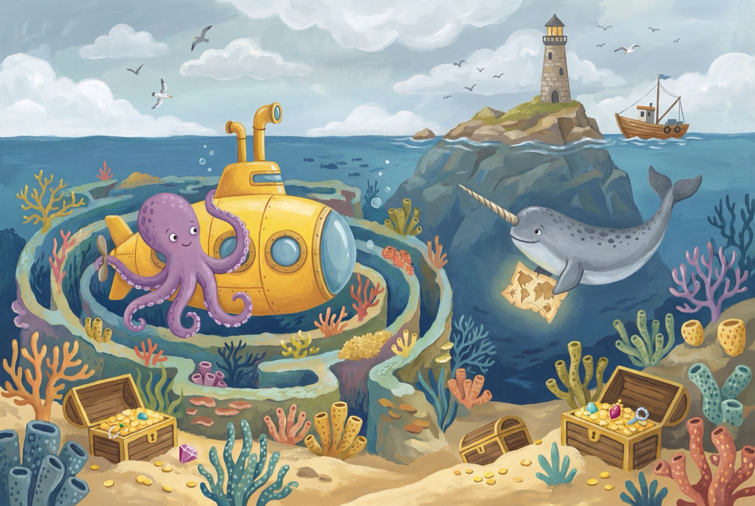 Underwater Wallpaper Submarine Octopus Wall Mural pattern artwork