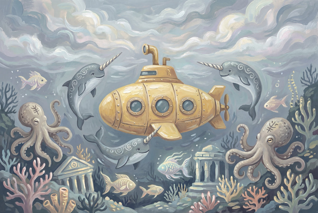 Underwater Wallpaper Narwhal Octopus Wall Mural pattern artwork