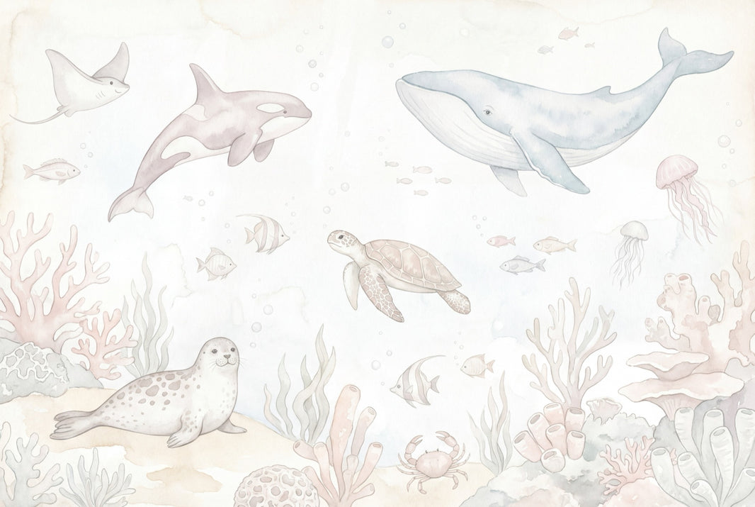Marine Life Wallpaper Ocean Sea Animals Wall Mural pattern artwork