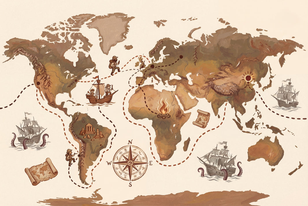 World Map Wallpaper Vintage Nautical Wall Mural pattern artwork