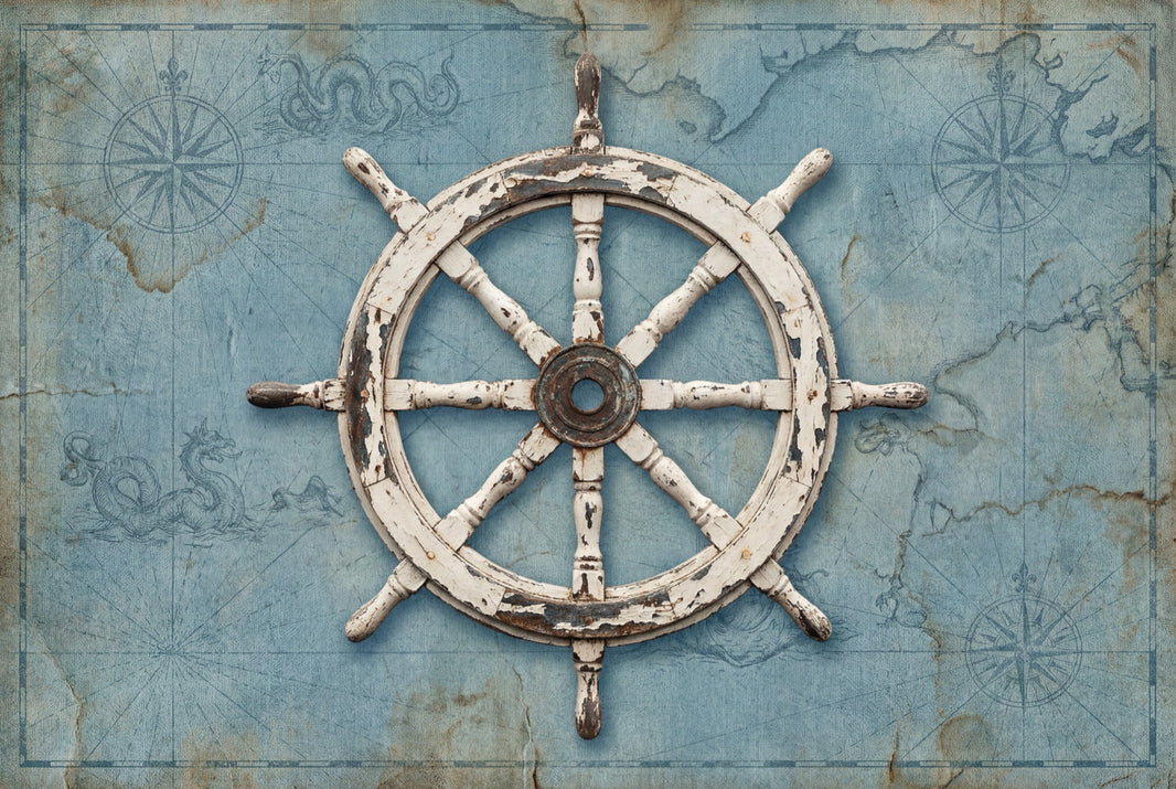 Nautical Wallpaper Vintage Ship Wheel Wall Decor pattern artwork