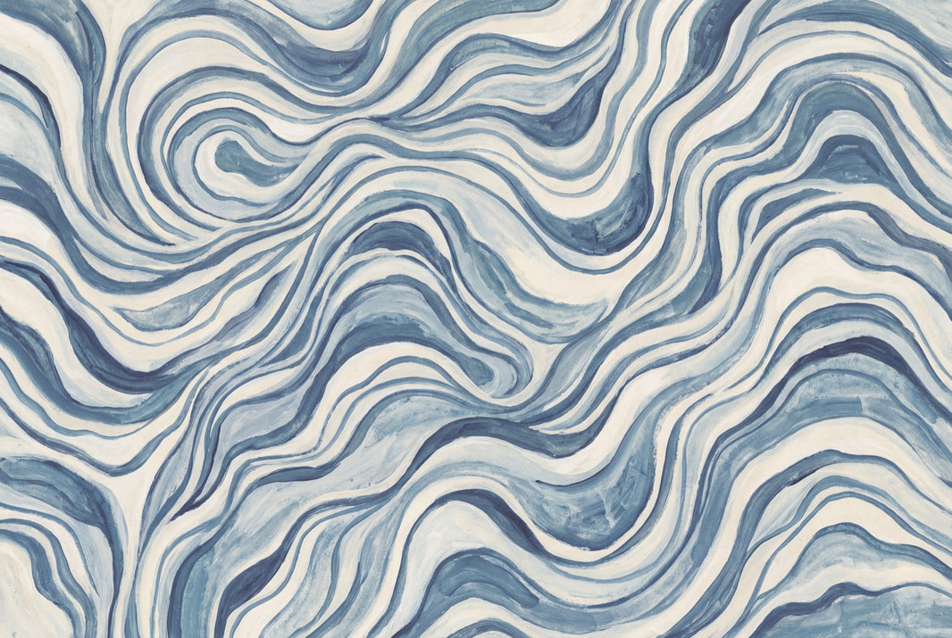 Abstract Pattern Wallpaper Blue Wavy Wall Mural pattern artwork