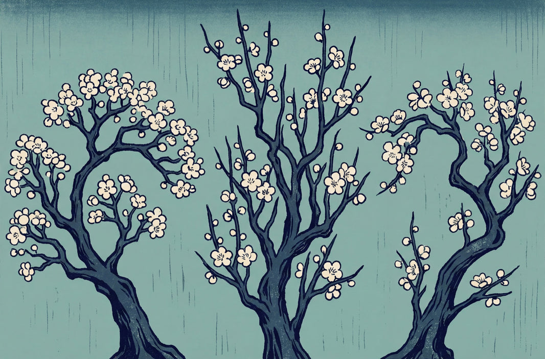 Cherry Blossom Wallpaper Floral Trees East Asian Inspired Wall Mural pattern artwork