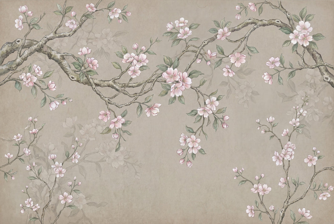 Cherry Blossom Wallpaper Sakura Branches Watercolor Botanical Wall Mural pattern artwork