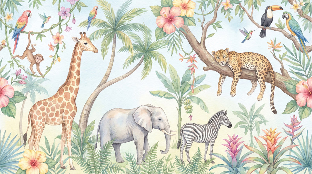 Jungle Wallpaper Tropical Animal Wall Mural pattern artwork