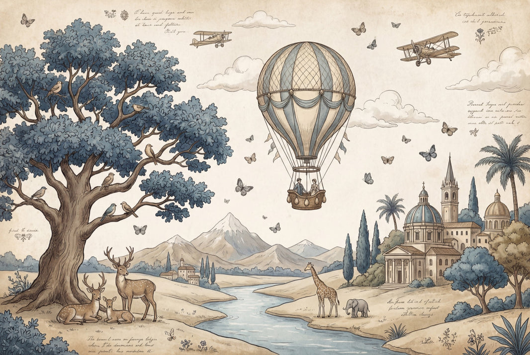 Hot Air Balloon Wallpaper Balloon Ride Removable Sky Travel Wall Decor pattern artwork