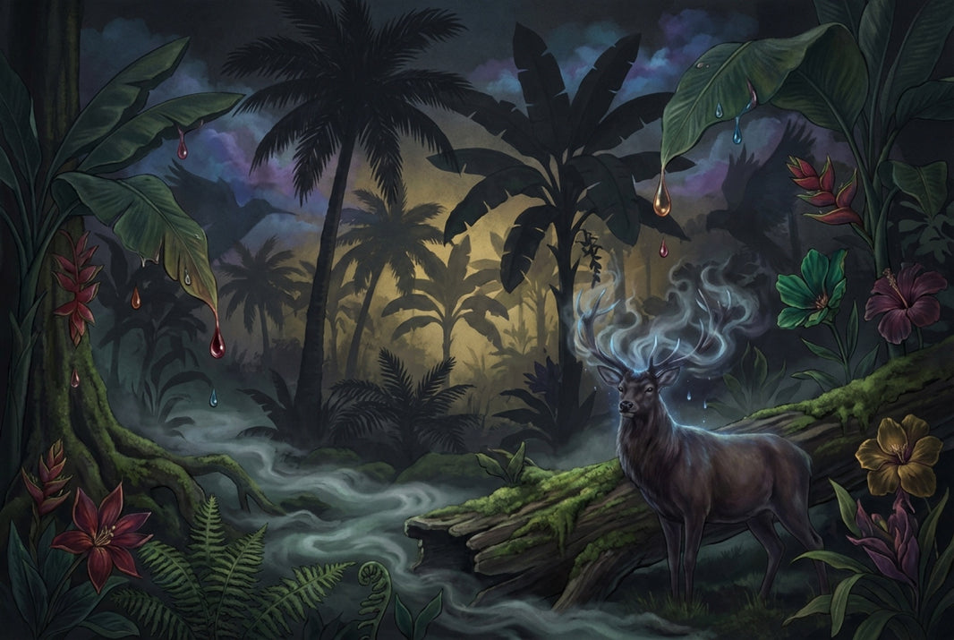 Misty Forest Wallpaper Enchanted Jungle Removable Twilight Landscape Wall Decor pattern artwork