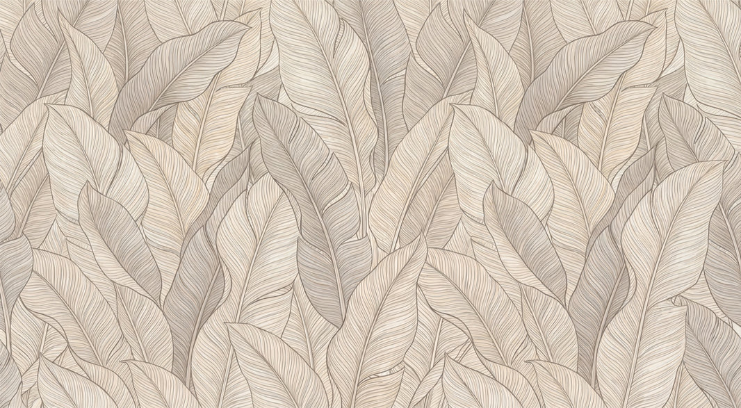 Leaves Wallpaper Beige Modern Wall Mural pattern artwork