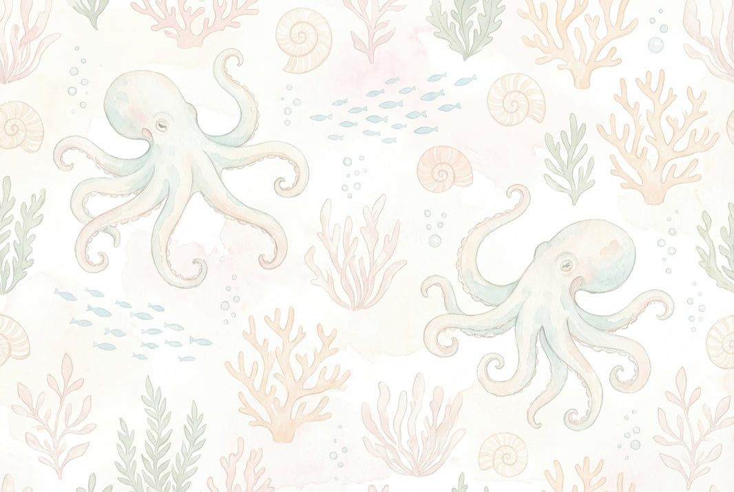 Underwater Wallpaper Octopus Removable Coastal Wall Decor pattern artwork