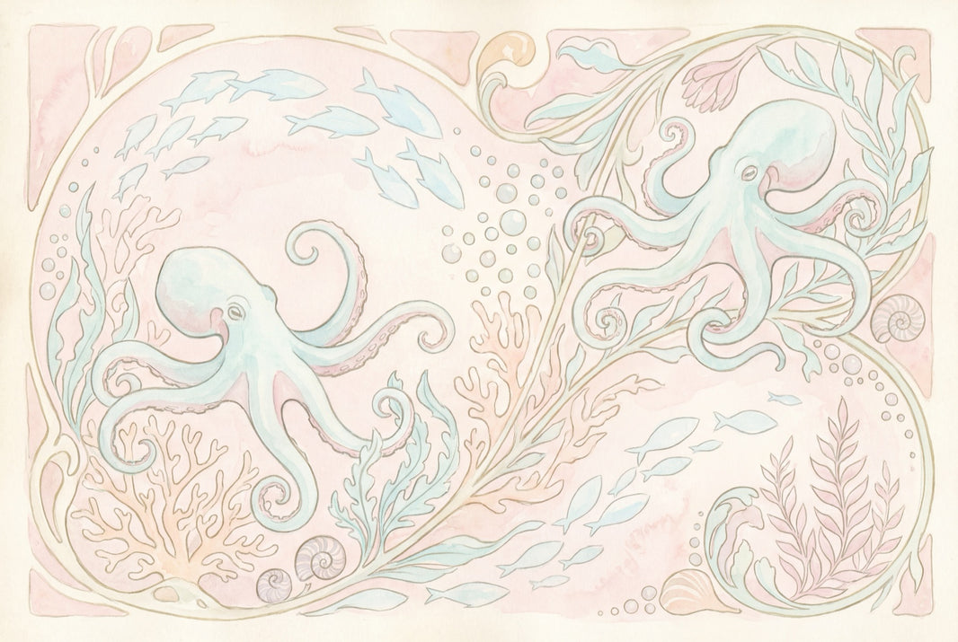 Octopus Wallpaper Underwater Sea Life Removable Wall Decor pattern artwork
