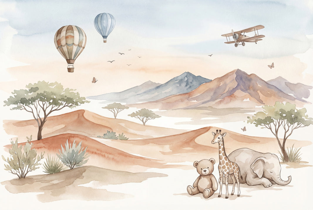Muted Green Wallpaper Watercolor Safari Removable Desert Nursery Wall Decor pattern artwork