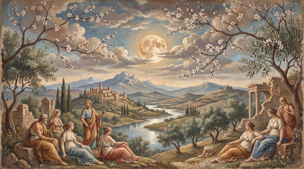 Classical Landscape Wallpaper Greco Roman Figures Ancient Ruins Wall Mural pattern artwork
