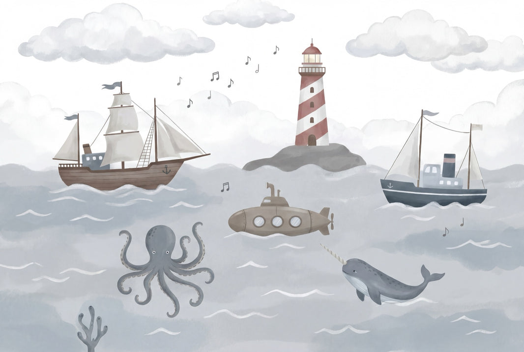 Coastal Wallpaper Nautical Removable Lighthouse Wall Decor pattern artwork