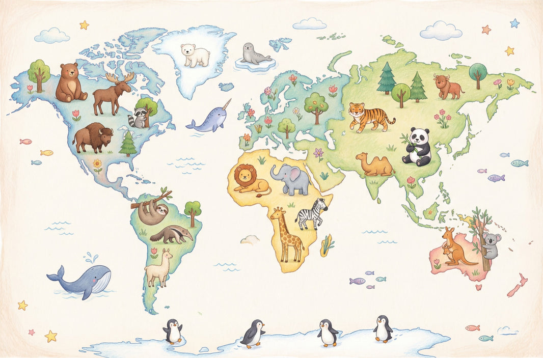 World Map Wallpaper Paper Texture Kids Wall Mural pattern artwork