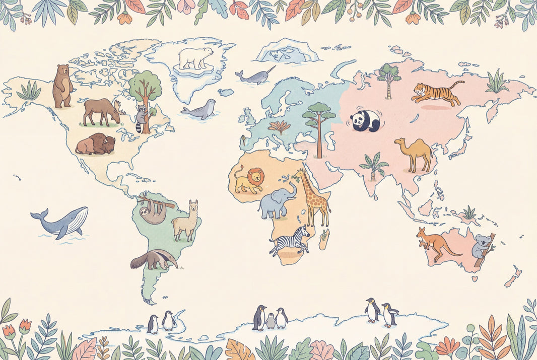 World Map Wallpaper Global Map Removable Nursery Map Wall Decor pattern artwork