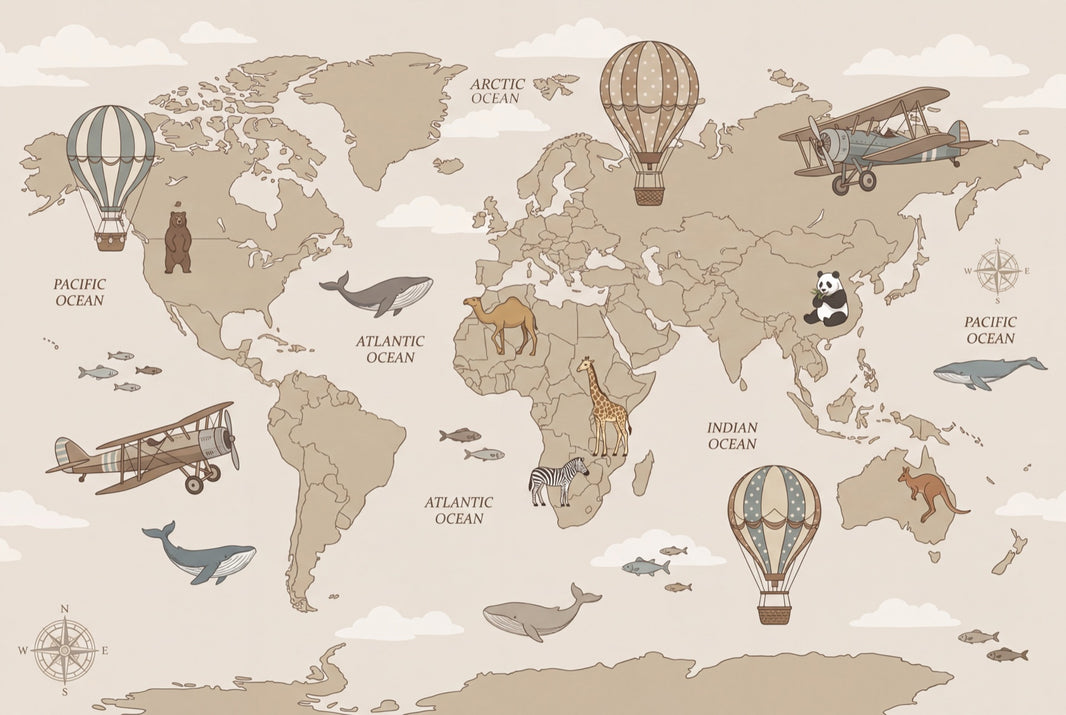 World Map Wallpaper White Background World Map Wall Mural pattern artwork