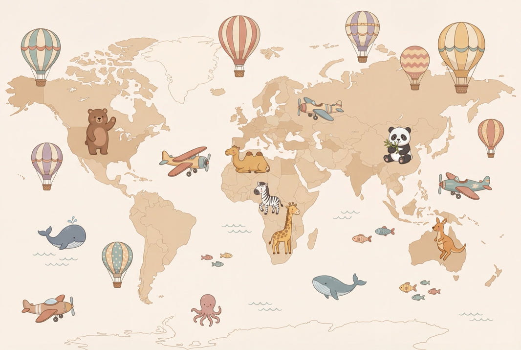 World Map Wallpaper Kids Map Nursery Map Wall Mural pattern artwork
