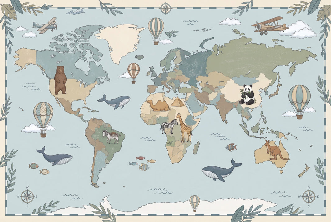 World Map Wallpaper Atlas Removable Geography Wall Decor pattern artwork