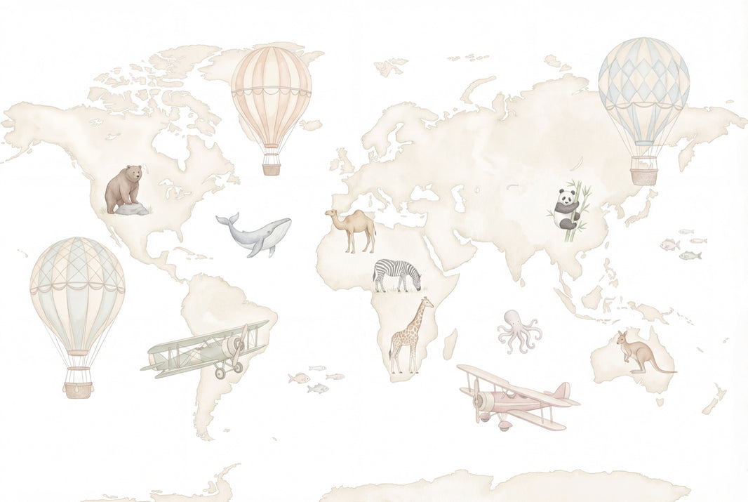 World Map Wallpaper White Background Removable World Map Wall Decor pattern artwork
