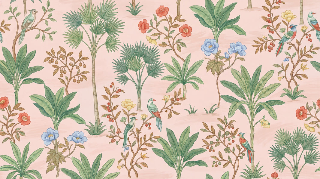 Vintage Birds Wallpaper Floral Tropical Wall Decor pattern artwork